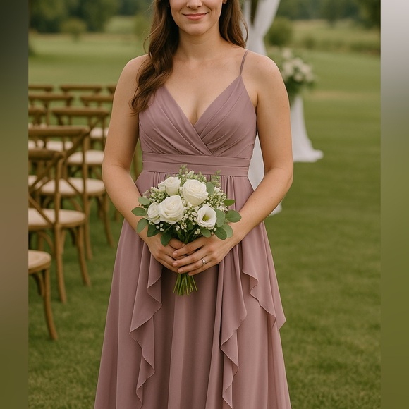 Vera Wang chiffon maxi dress, size 2 - Picture 1 of 11